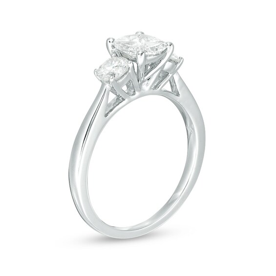 1 CT. T.w. Oval Multi-Diamond Three Stone Engagement Ring in 14K White Gold