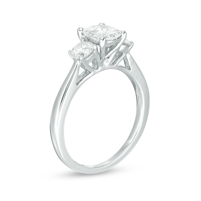 Main Image 2 of 1 CT. T.W. Oval Multi-Diamond Three Stone Engagement Ring in 14K White Gold