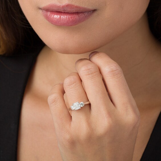 1 CT. T.w. Oval Multi-Diamond Three Stone Engagement Ring in 14K White Gold
