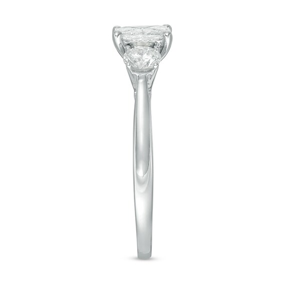1 CT. T.w. Oval Multi-Diamond Three Stone Engagement Ring in 14K White Gold