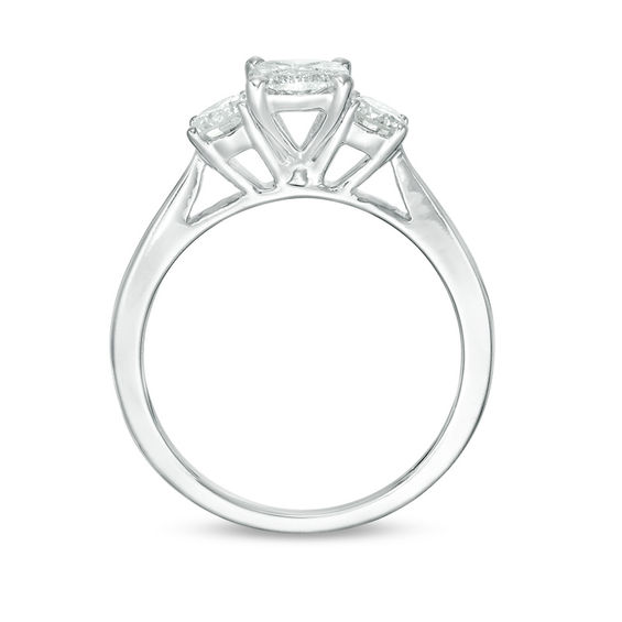 1 CT. T.w. Oval Multi-Diamond Three Stone Engagement Ring in 14K White Gold