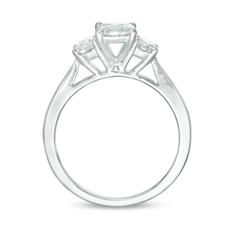 Main Image 5 of 1 CT. T.W. Oval Multi-Diamond Three Stone Engagement Ring in 14K White Gold