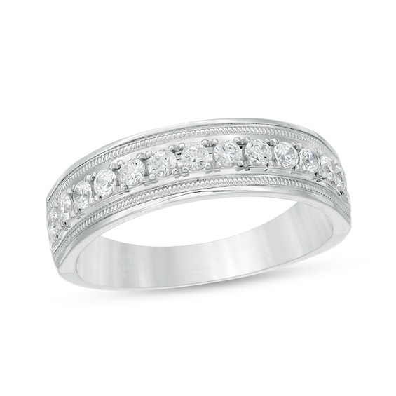 1/ CT. T.w. Diamond Vintage-Style Wedding Band in 10K White Gold