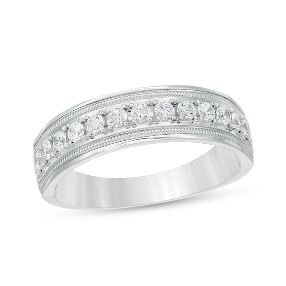 Men's 1/2 CT. T.w. Diamond Vintage-Style Wedding Band in 10K White Gold