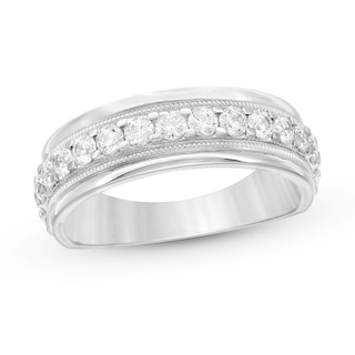 1 CT. T.W. Diamond Vintage-Style Wedding Band in 10K White Gold