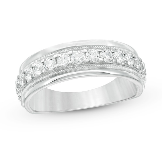 Men's 1/ CT. T.w. Diamond Vintage-Style Wedding Band in 10K White Gold