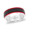 Thumbnail Image 1 of Triton Men's 8.0mm Comfort-Fit Carbon Fiber Grooved Wedding Band in Two-Tone Tungsten
