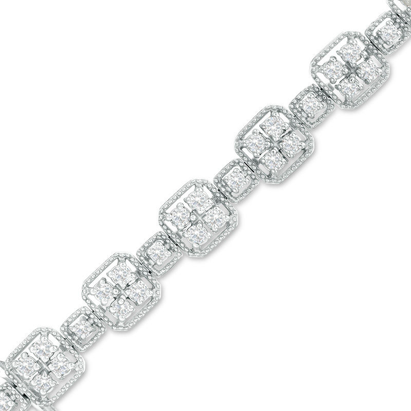 Main Image 1 of 2 CT. T.W. Quad Diamond Alternating Beaded Bracelet in 10K White Gold
