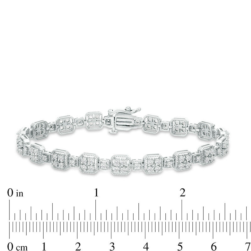 Main Image 4 of 2 CT. T.W. Quad Diamond Alternating Beaded Bracelet in 10K White Gold