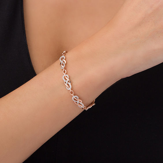 1 CT. T.w. Diamond Infinity Loop Bracelet in 10K Rose Gold