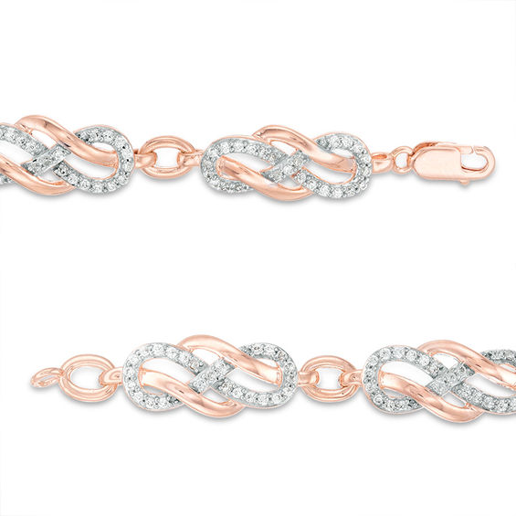 1 CT. T.w. Diamond Infinity Loop Bracelet in 10K Rose Gold
