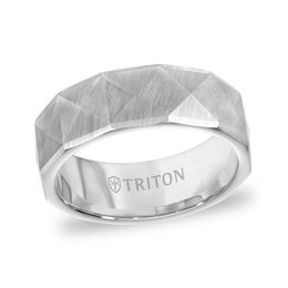 Triton Men's 7.0mm Comfort-Fit Faceted Wedding Band in Tungsten
