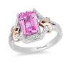 Thumbnail Image 0 of Enchanted Disney Aurora Pink Topaz and 1/8 CT. T.W. Diamond Crown Ring in Sterling Silver and 10K Rose Gold