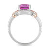 Thumbnail Image 3 of Enchanted Disney Aurora Pink Topaz and 1/8 CT. T.W. Diamond Crown Ring in Sterling Silver and 10K Rose Gold