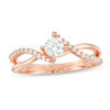 Thumbnail Image 1 of 1/2 CT. T.W. Diamond Bypass Crossover Shank Engagement Ring in 10K Rose Gold