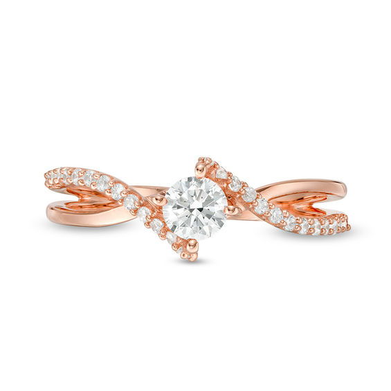 1/2 CT. T.w. Diamond Bypass Crossover Shank Engagement Ring in 10K Rose Gold