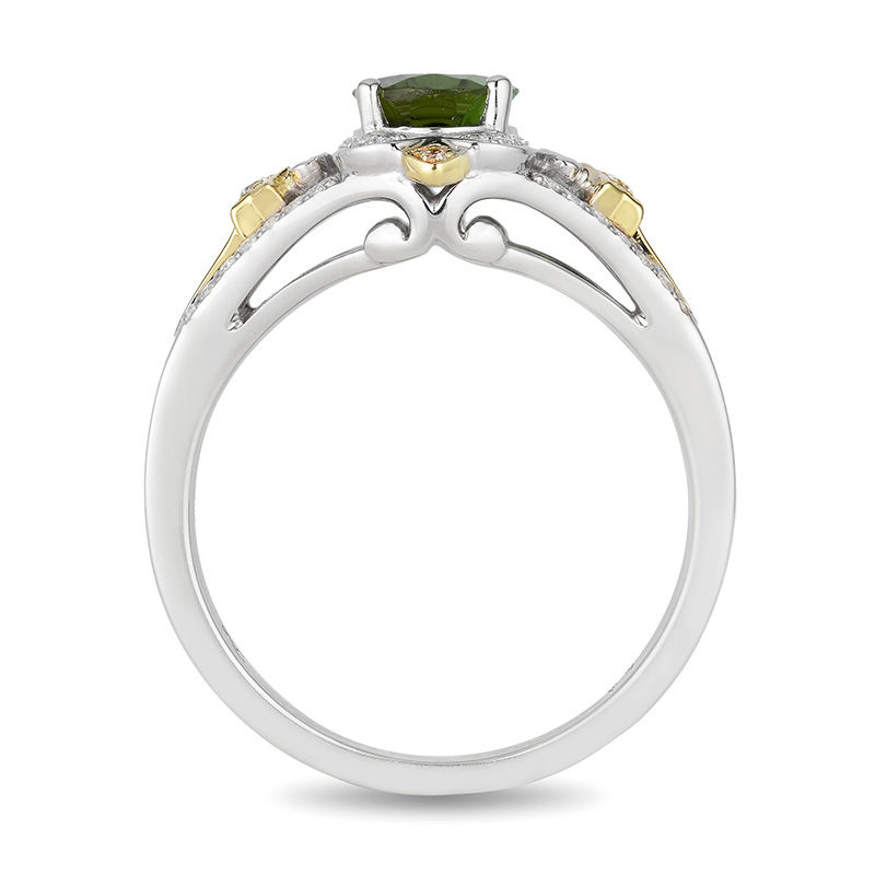 Main Image 3 of Enchanted Disney Tinker Bell Green Topaz and 1/5 CT. T.W. Diamond Star Ring in Sterling Silver and 10K Gold