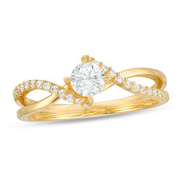 1/2 CT. T.W. Diamond Bypass Crossover Shank Engagement Ring in 10K Gold