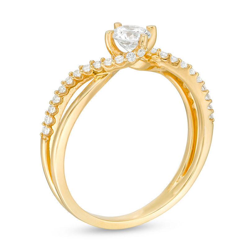 Main Image 3 of 1/2 CT. T.W. Diamond Bypass Crossover Shank Engagement Ring in 10K Gold