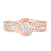 Thumbnail Image 4 of 3/4 CT. T.W. Diamond Swirl Bypass Double Row Engagement Ring in 10K Rose Gold