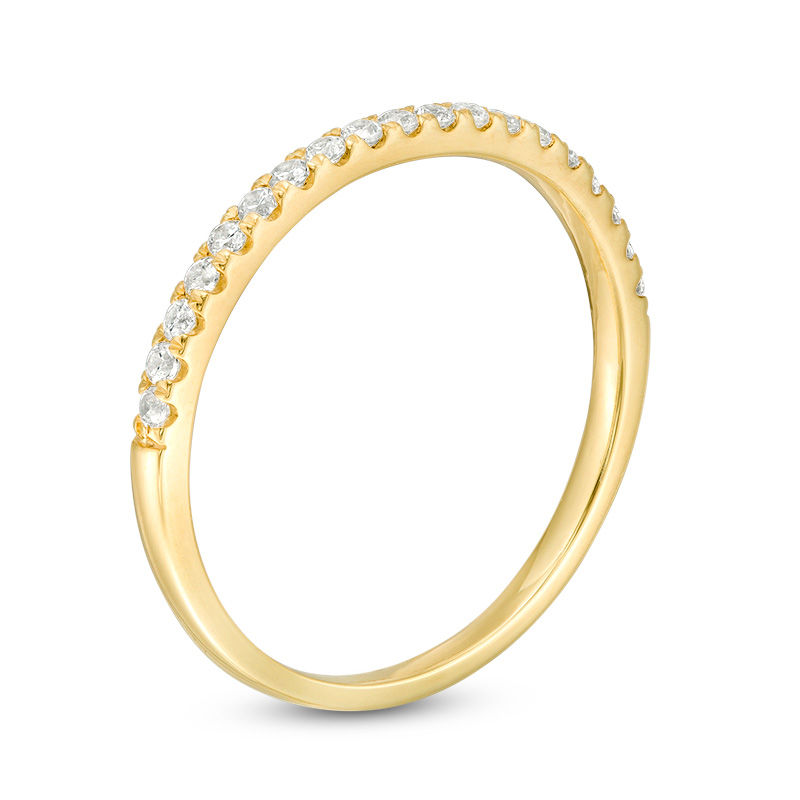 Main Image 3 of 1/4 CT. T.W. Diamond Ribbon Wedding Band in 10K Gold