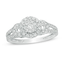 1/2 CT. T.W. Diamond Double Frame Split-Shank Engagement Ring in 10K White Gold