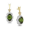 Thumbnail Image 1 of Enchanted Disney Tinker Bell Oval Green Topaz and 1/10 CT. T.W. Diamond Drop Earrings in Sterling Silver and 10K Gold