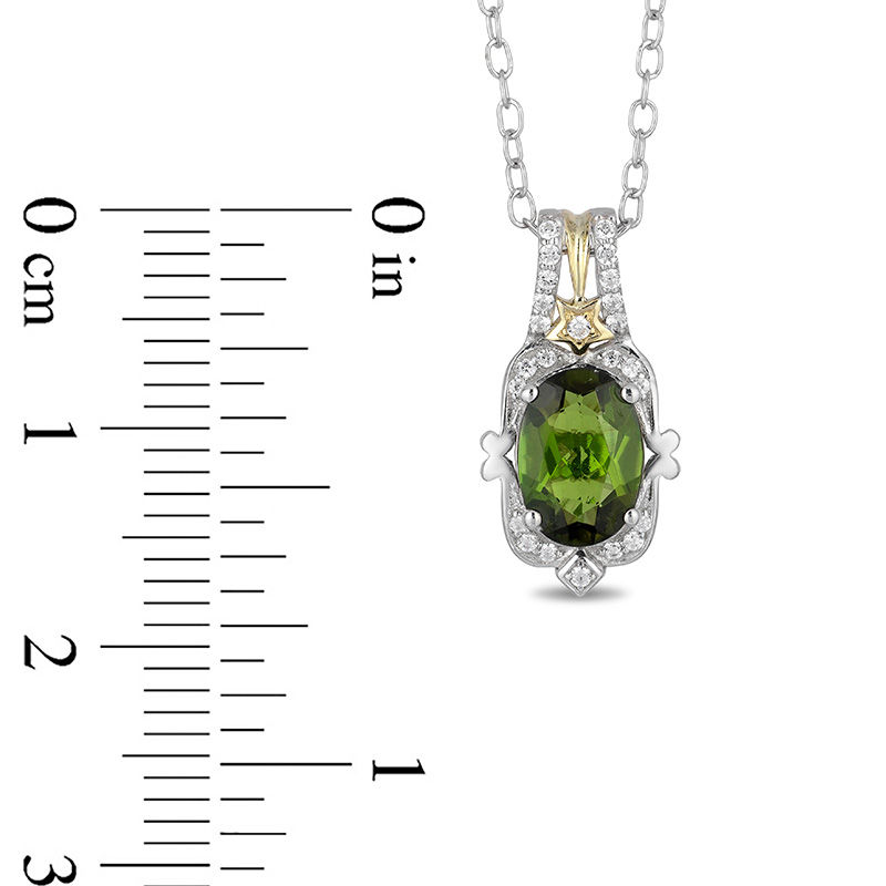 Main Image 2 of Enchanted Disney Tinker Bell Green Topaz and 1/10 CT. T.W. Diamond Star Pendant in Sterling Silver and 10K Gold - 19"