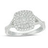 Thumbnail Image 0 of 1/2 CT. T.W. Diamond Triple Cushion Frame Crossover Shank Engagement Ring in 10K White Gold