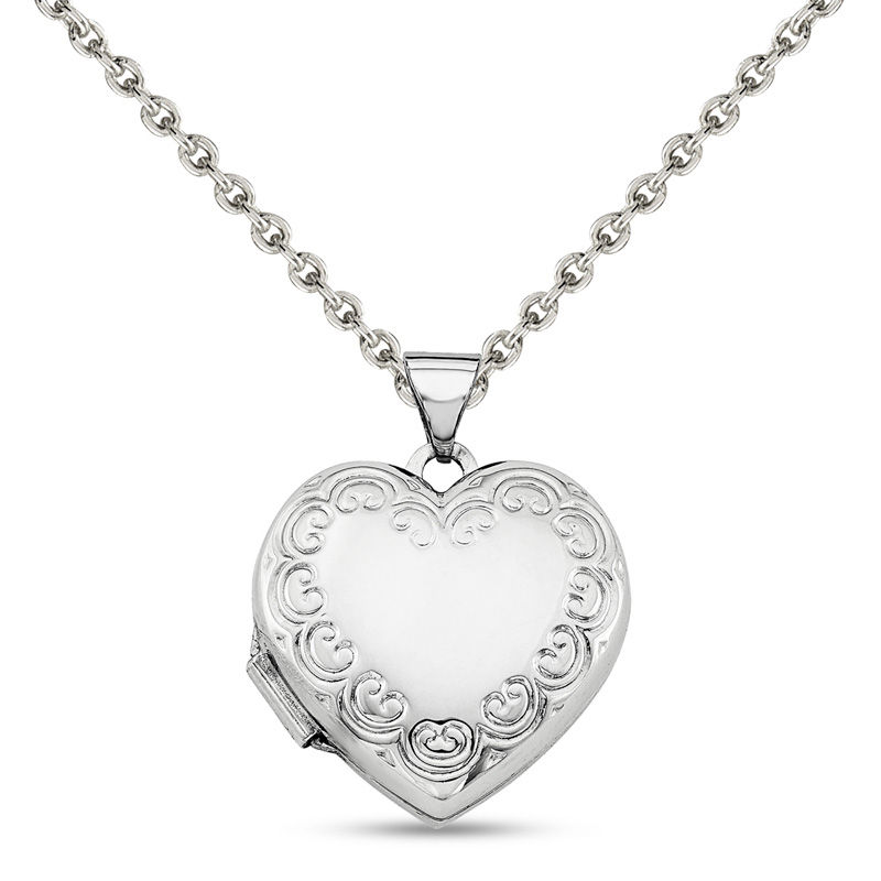 Heart Swirl Locket Necklace Sterling Silver