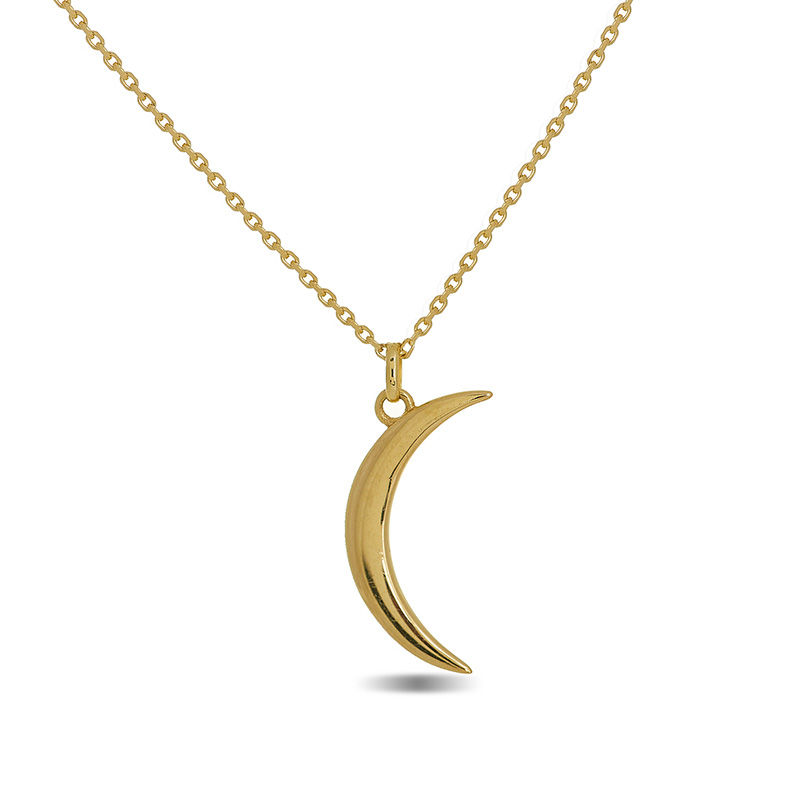 Merci Maman Personalised Crescent Moon Pendant Necklace, Gold at John Lewis  & Partners