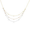 Thumbnail Image 1 of Diamond-Cut Bead Station Triple Strand Necklace in 14K Tri-Tone Gold - 17"