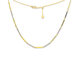 Alternating Bar Choker Necklace in 14K Two-Tone Gold - 16&quot;