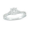 Thumbnail Image 1 of 1/2 CT. T.W. Diamond Frame Crossover Shank Engagement Ring in 10K White Gold