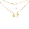 Thumbnail Image 1 of Virgin Mary and Cross Dangle Charm Bead Choker Necklace in 14K Gold - 16"