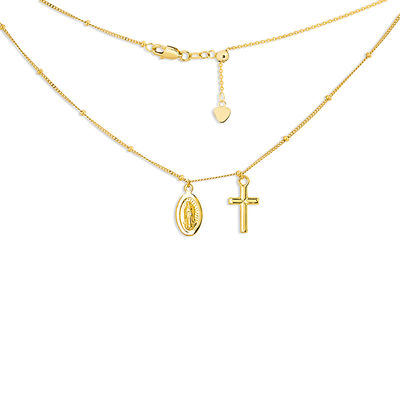 Gold cross and hotsell virgin mary necklace