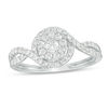 Thumbnail Image 1 of 1/2 CT. T.W. Diamond Frame Swirl Bypass Engagement Ring in 10K White Gold