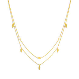 Marquise Station Double Strand Choker Necklace in 14K Gold - 17&quot;