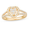 Thumbnail Image 1 of 1/2 CT. T.W. Composite Diamond Heart Frame Split Shank Engagement Ring in 10K Gold