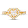 Thumbnail Image 4 of 1/2 CT. T.W. Composite Diamond Heart Frame Split Shank Engagement Ring in 10K Gold