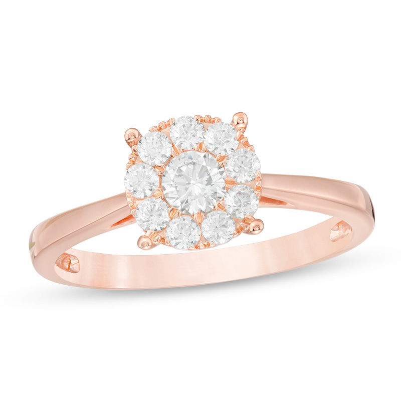 1/2 CT. T.W. Diamond Frame Engagement Ring in 10K Rose Gold