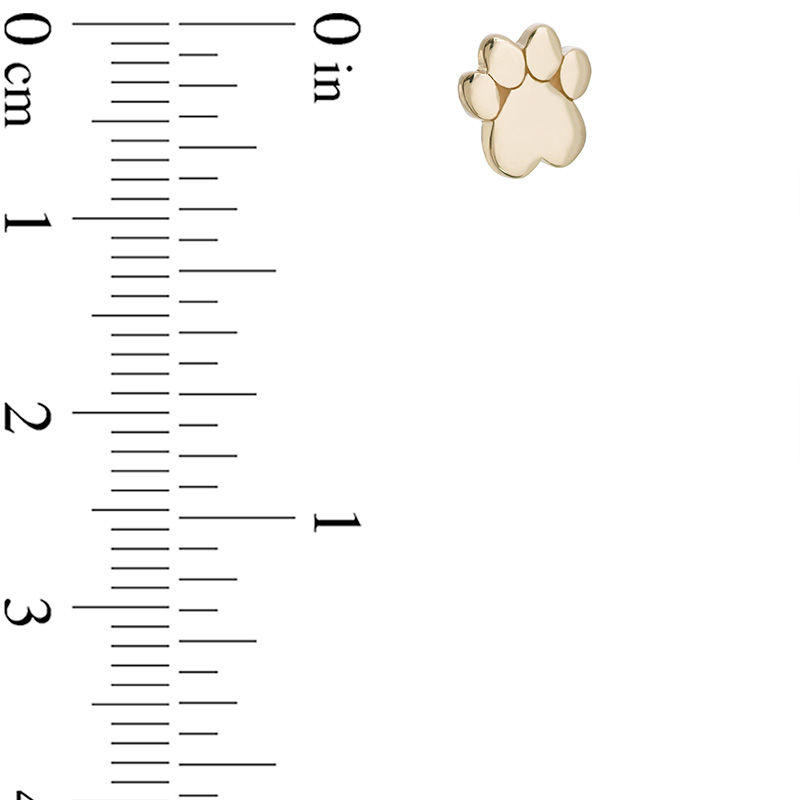 Heart-Shaped Dog Paw Print Stud Earrings in 14K Gold