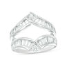 Thumbnail Image 0 of 1-1/2 CT. T.W. Baguette and Round Diamond Chevron Solitaire Enhancer in 14K White Gold