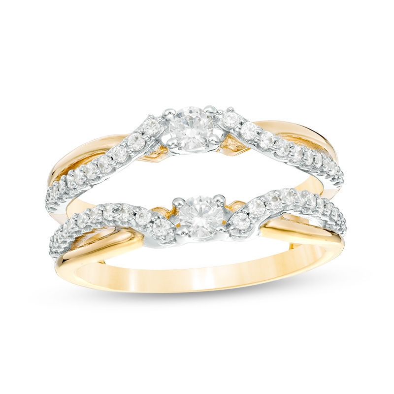 Main Image 1 of 1/2 CT. T.W. Diamond Crossover Solitaire Enhancer in 10K Two-Tone Gold