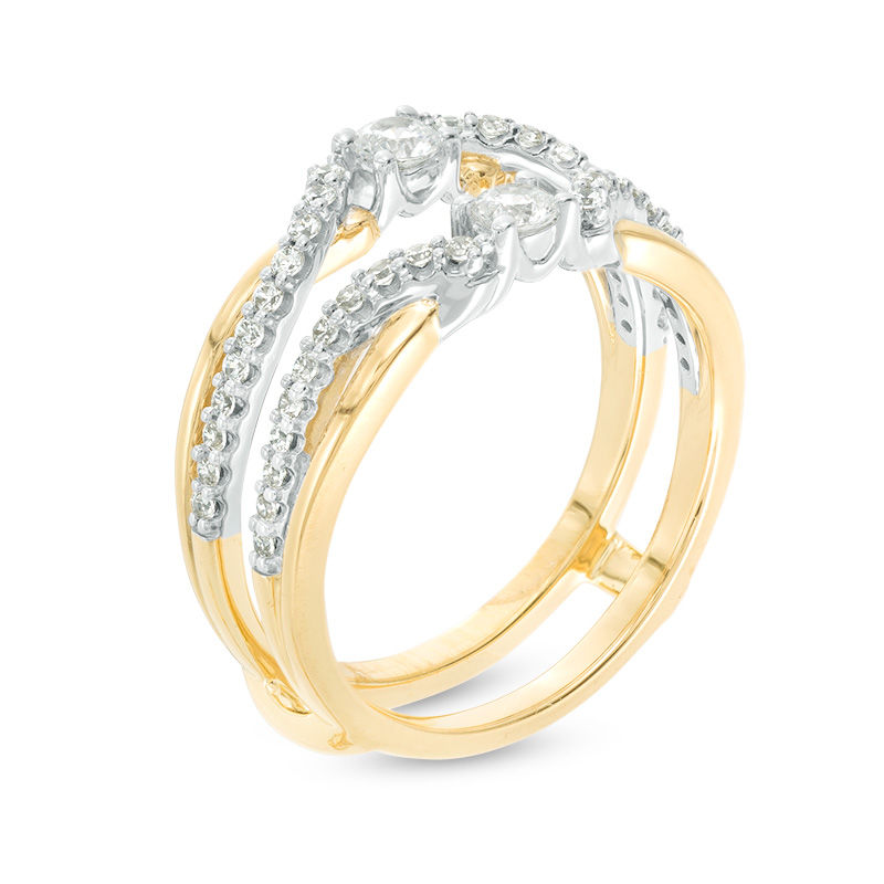 Main Image 2 of 1/2 CT. T.W. Diamond Crossover Solitaire Enhancer in 10K Two-Tone Gold