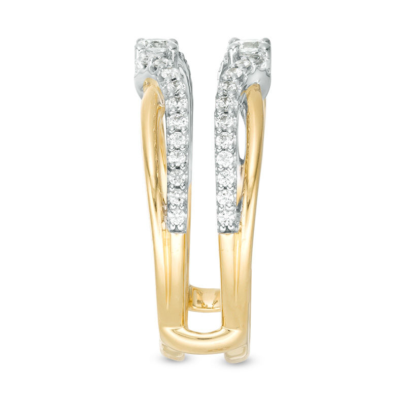 Main Image 4 of 1/2 CT. T.W. Diamond Crossover Solitaire Enhancer in 10K Two-Tone Gold