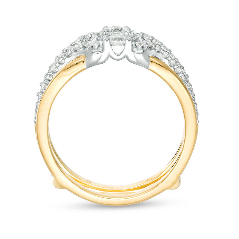 Main Image 5 of 1/2 CT. T.W. Diamond Crossover Solitaire Enhancer in 10K Two-Tone Gold