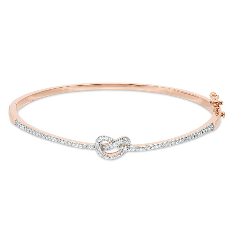 Main Image 1 of 1/2 CT. T.W. Diamond Pretzel Knot Bangle in 10K Rose Gold