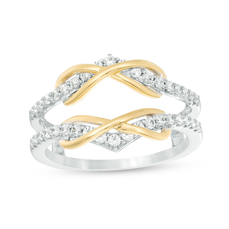 Main Image 1 of 3/8 CT. T.W. Diamond Infinity Chevron Solitaire Enhancer in 10K Two-Tone Gold