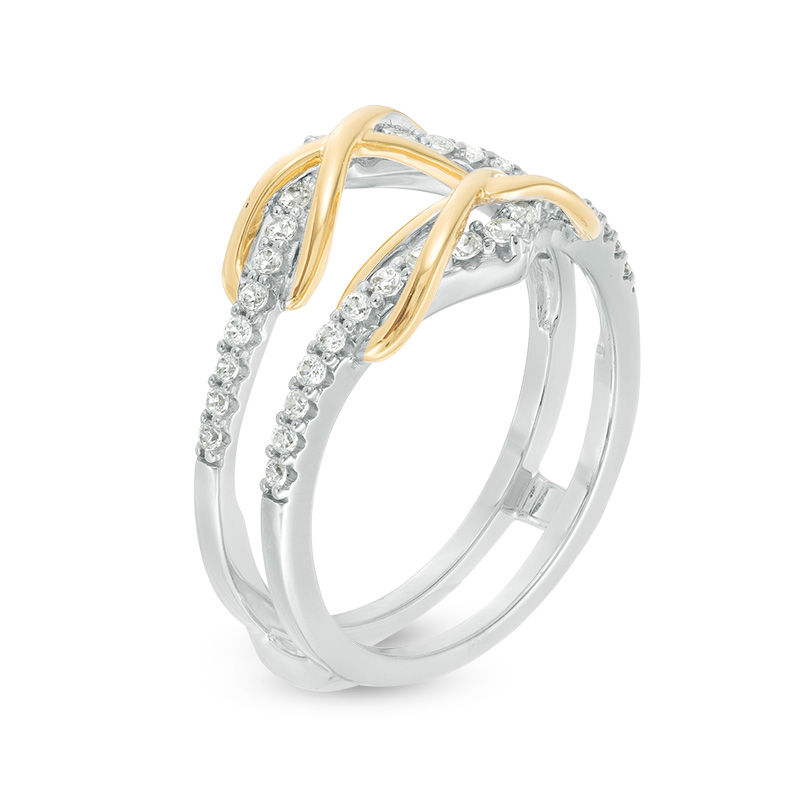 Main Image 2 of 3/8 CT. T.W. Diamond Infinity Chevron Solitaire Enhancer in 10K Two-Tone Gold